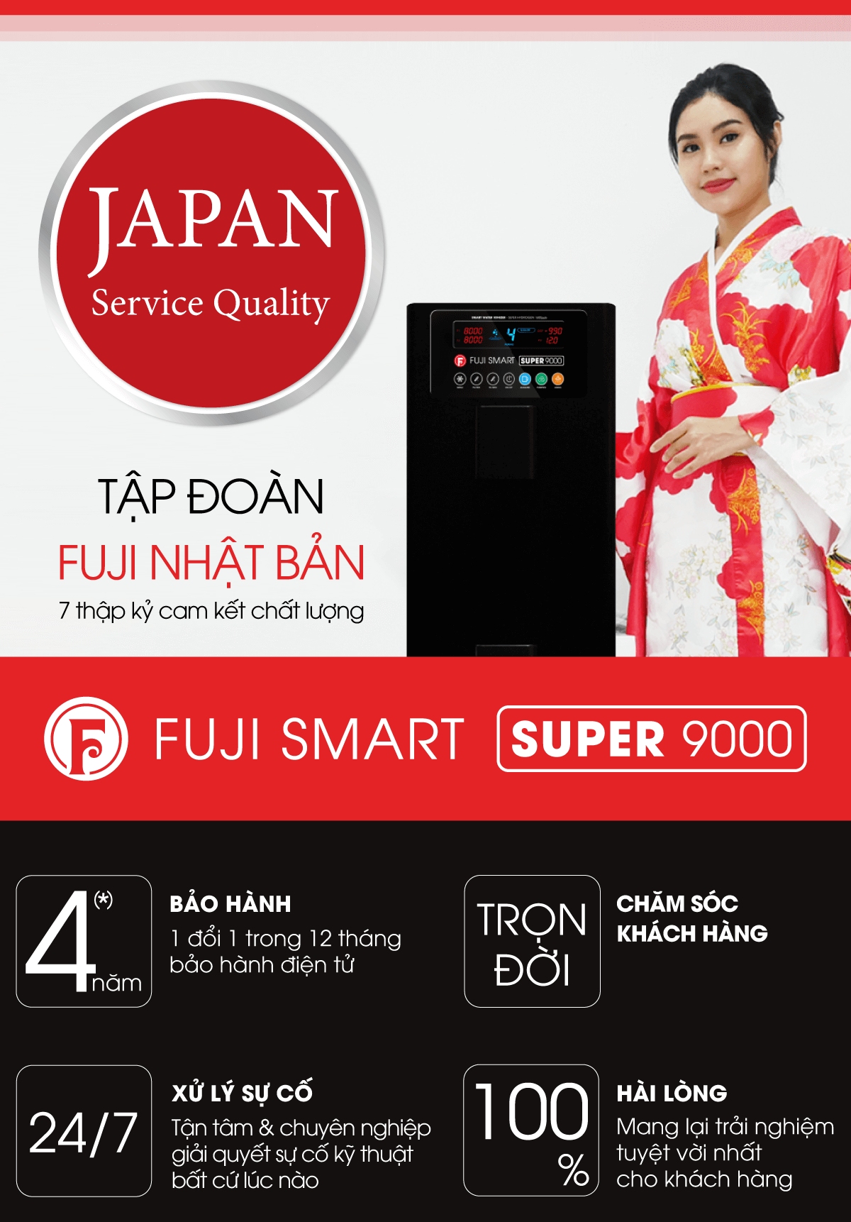 Bảo hành máy lọc nước ion kiềm Fuji Smart Super 9000 chuẩn 5 sao luôn làm hài lòng người tiêu dùng