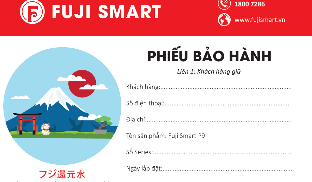 Phieu bao hanh Fuji smart P9