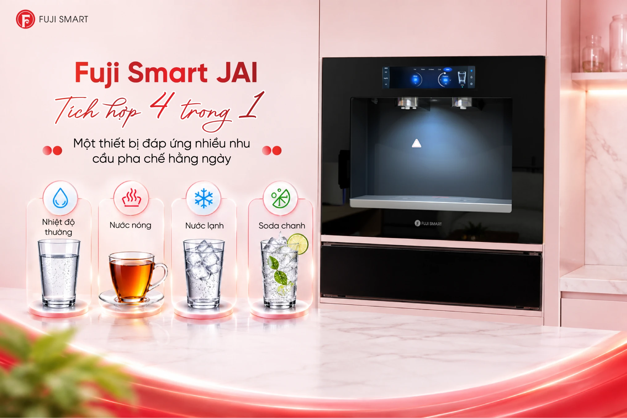 Máy lọc nước âm tường Fuji Smart JAI tích hợp 4 trong 1 tiện lợi