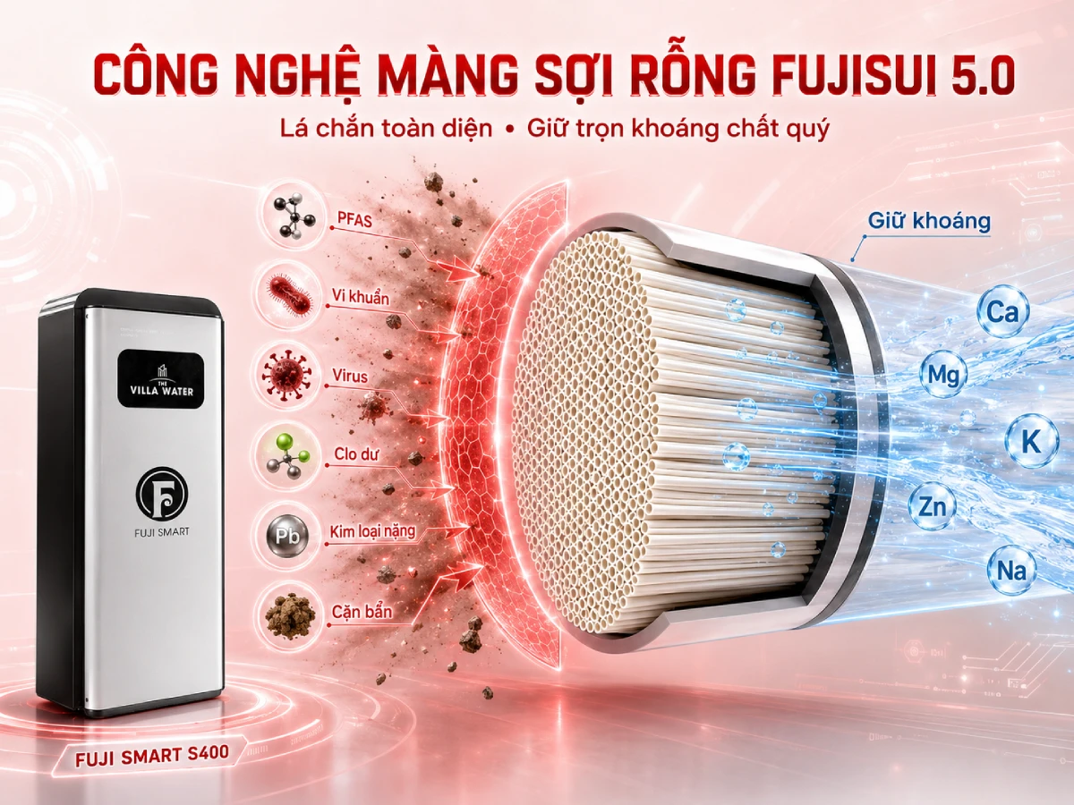 Fuji Smart S400 được trang bị công nghệ Fujisui 5.0 giúp loại bỏ hầu hết chất độc hại