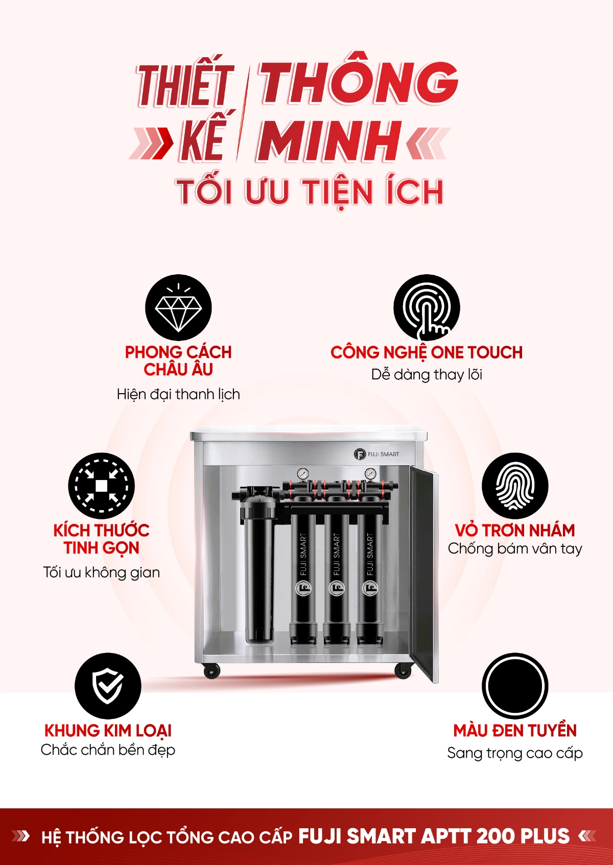 Fuji Smart APT 200 Plus có thiết kế thông minh, giúp tối ưu diện tích lắp đặt của mọi không gian sống