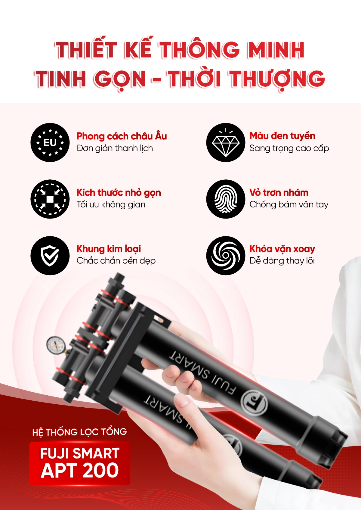 Hệ thống lọc tổng Fuji Smart APT 200 có thiết kế thông minh và tinh gọn