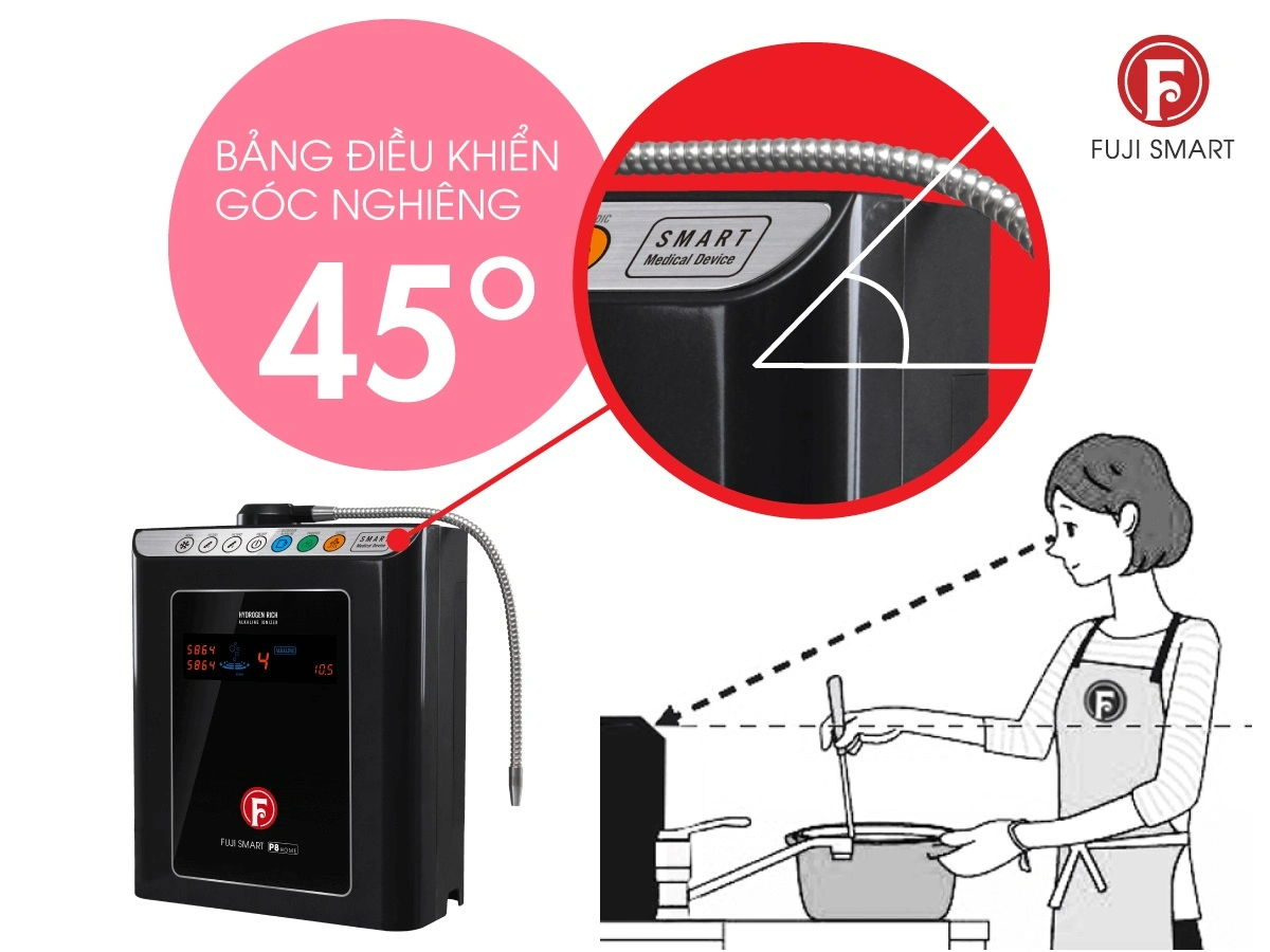 Hình ảnh bảng điều khiến máy lọc nước ion kiềm Fuji Smart P8 home