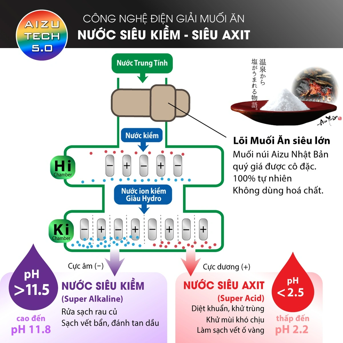 Hình ảnh công nghệ điện giải muối ăn của Fuji Smart P9