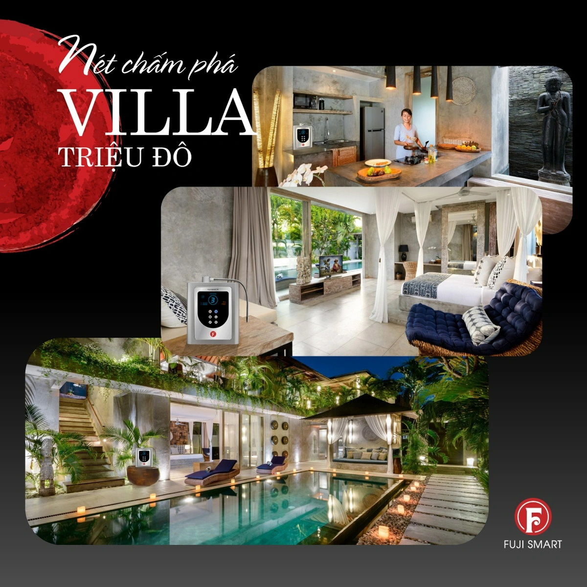 Hình ảnh máy lọc nước ion kiềm Fuji Smart P9 trong villa
