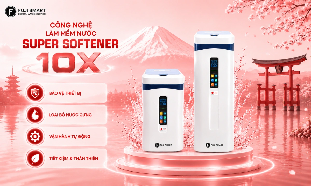 Fuji Smart Super Softener SERIES được trang bị công nghệ làm mềm nước Super Softener 10X mang đến hiệu quả làm mềm gấp 10 lần