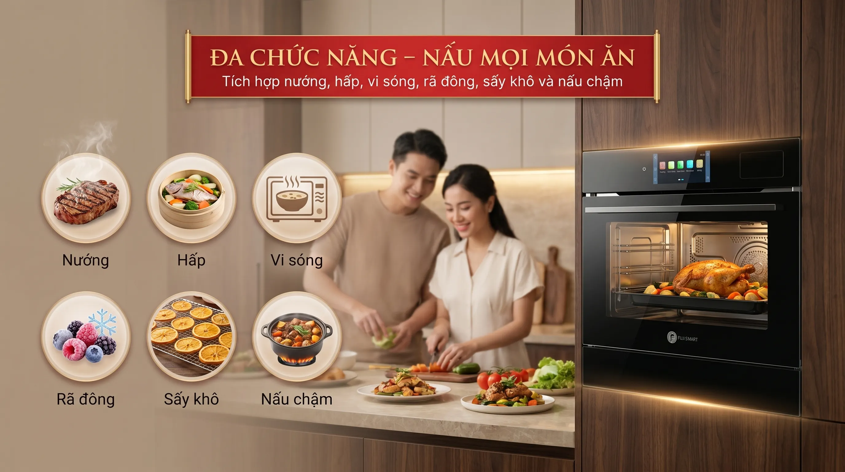 Dung tích 55L, phù hợp cho gia đình từ 5 - 7 người