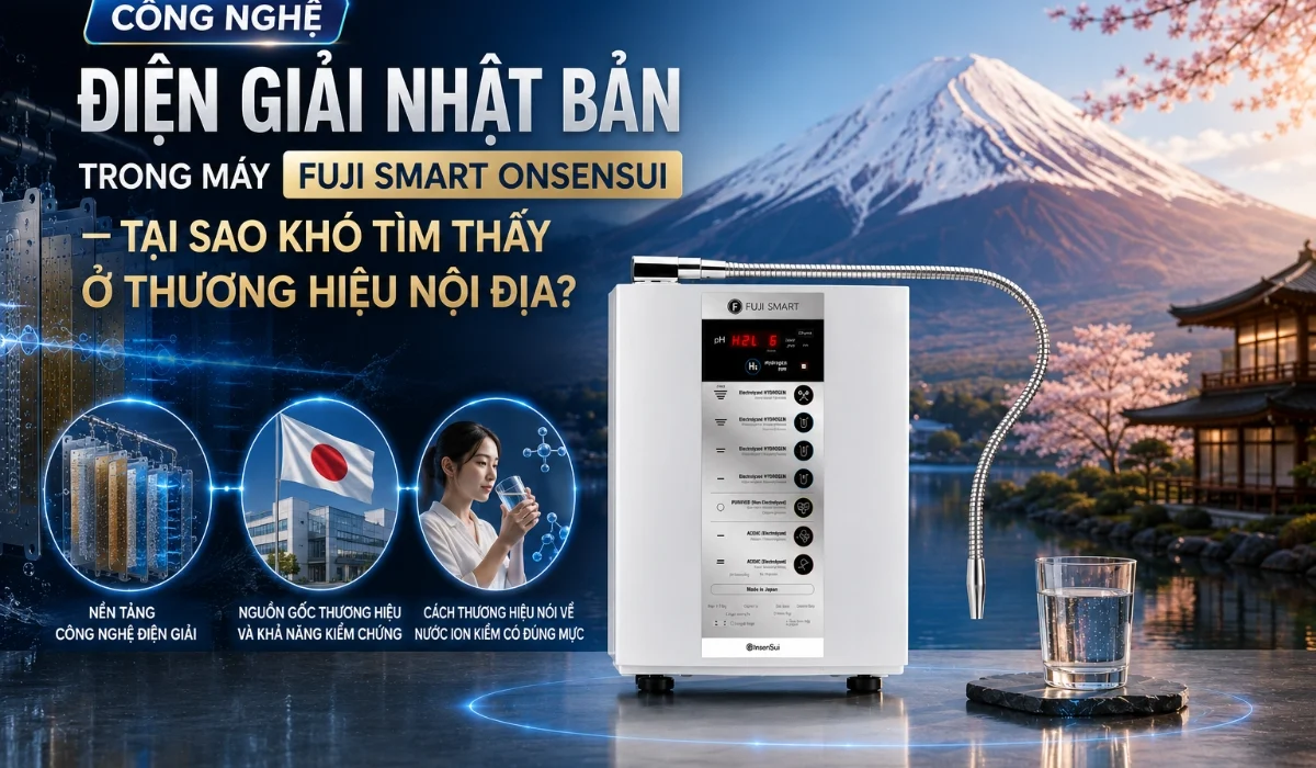 Cong nghe dien giai nhat ban trong may Fuji Smart Onsensui