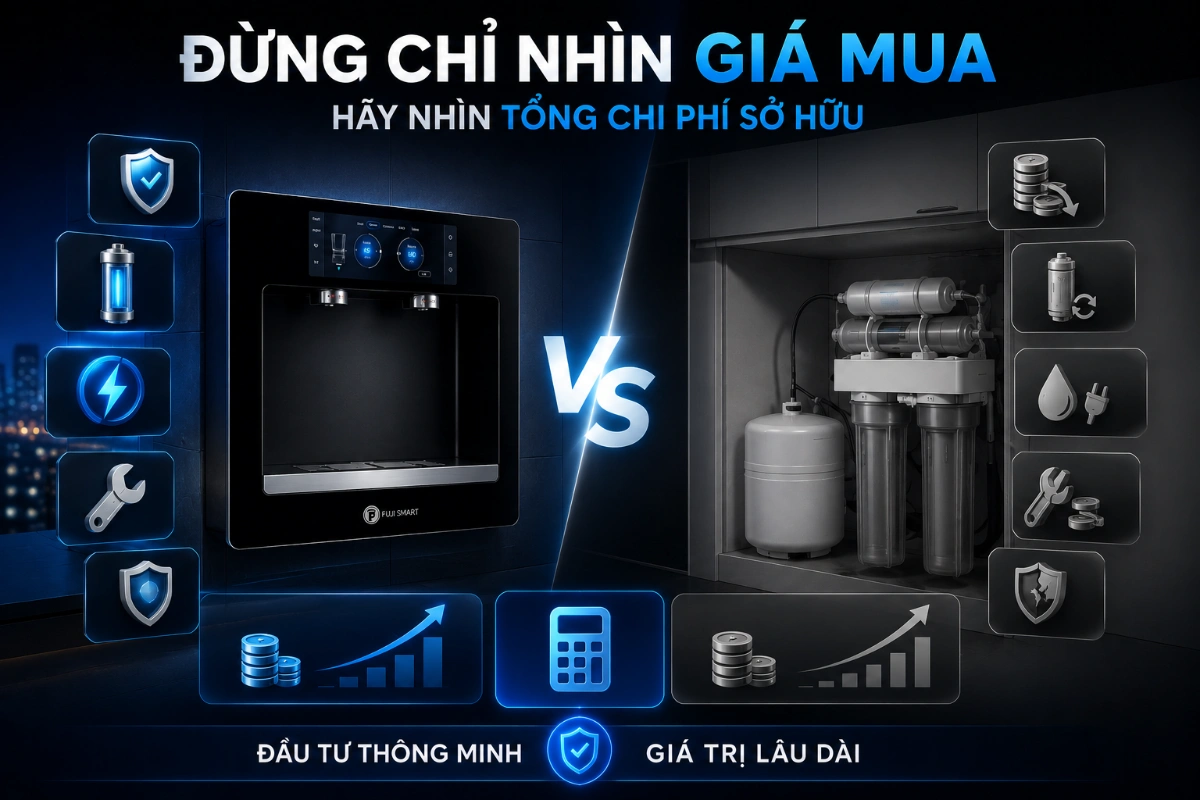So sánh máy lọc nước âm tường và máy lọc nước truyền thống: Tại sao đầu tư vào Fuji Smart JAI tiết kiệm hơn về dài hạn? 2 Đừng chỉ nhìn giá mua máy lọc nước âm tường và máy lọc nước truyền thống