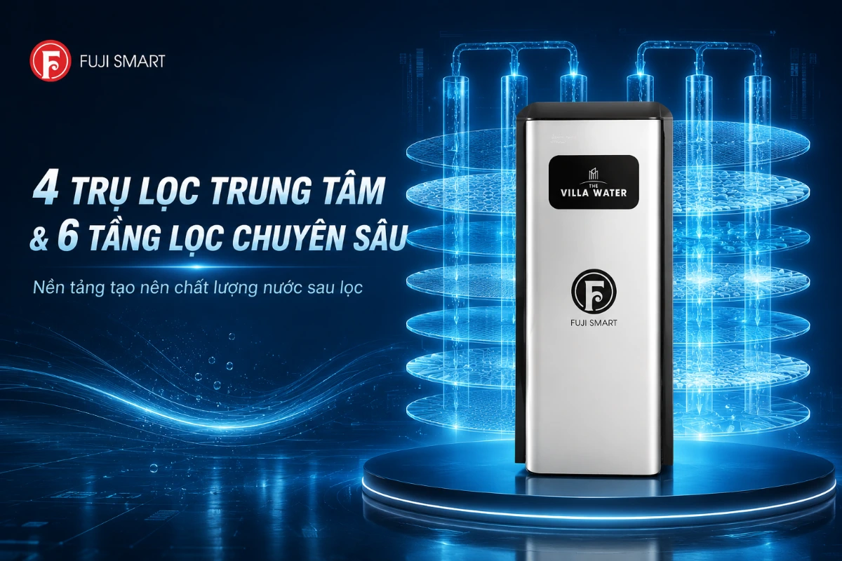 4 trụ lọc trung tâm và 6 tầng lọc chuyên sâu: nền tảng tạo nên chất lượng nước sau lọc