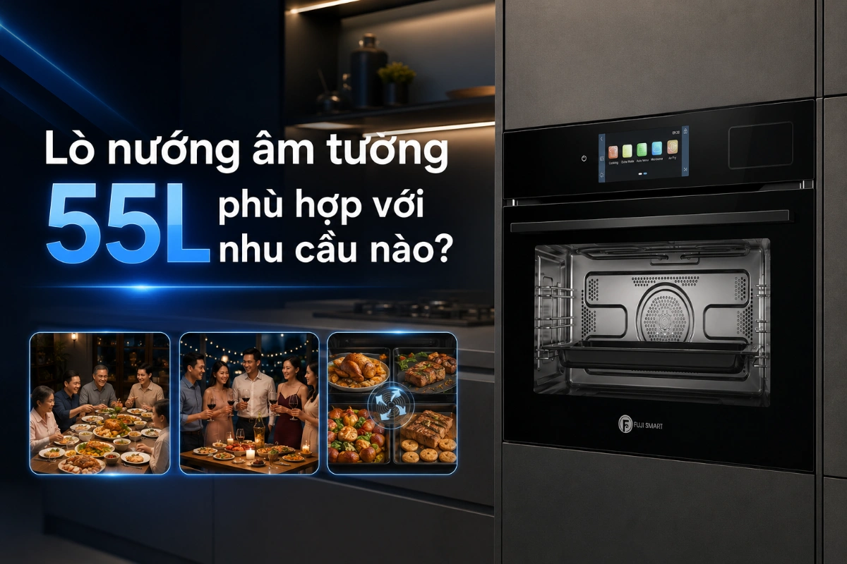 Lò nướng âm tường 55L phù hợp với từng nhu cầu nấu nướng