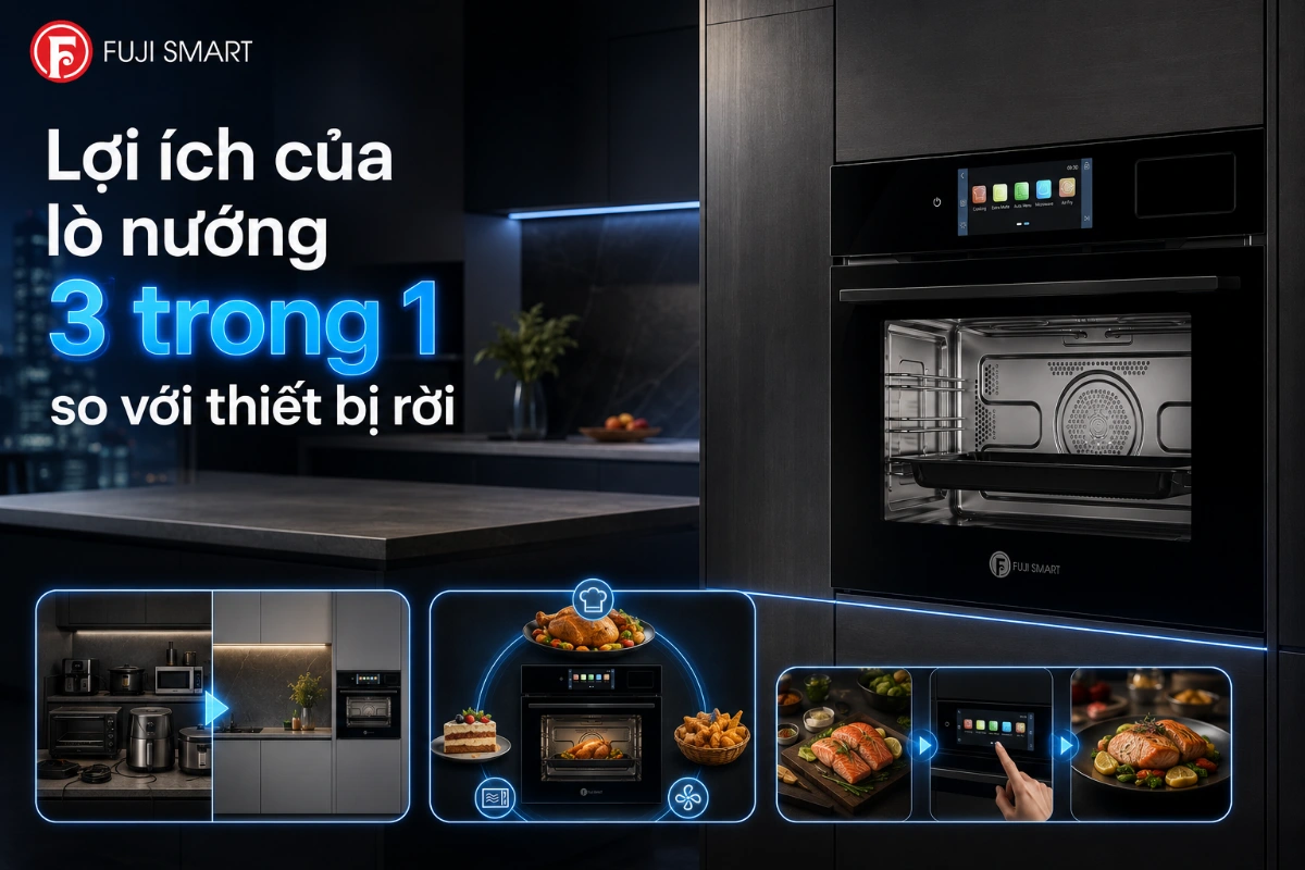 Lò nướng 3 trong 1 là gì và vì sao Fuji Smart Master Chef 55L là đại diện tiêu biểu của phân khúc này? 4 Lợi ích của lò nướng 3 trong 1 Fuji Smart Master Chef 55L