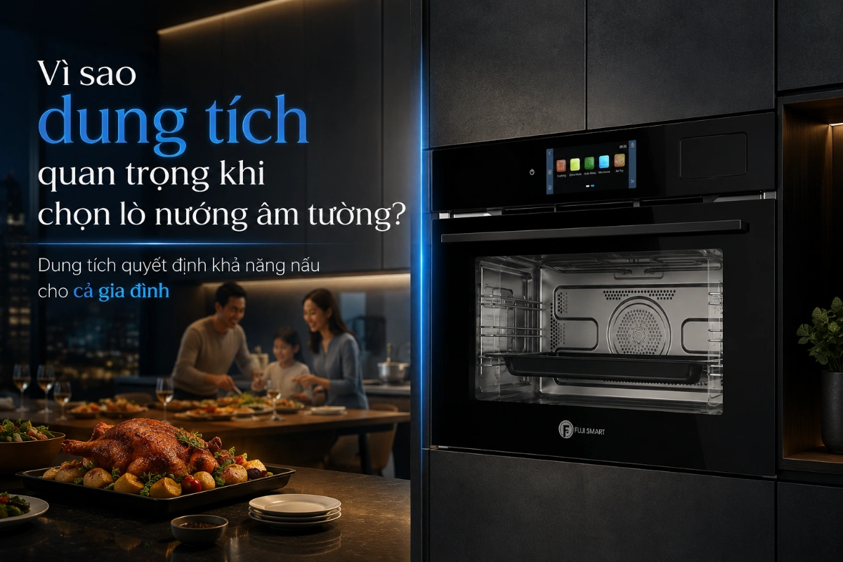 Dung tích là tiêu chí quan trọng khi chọn lò nướng âm tường