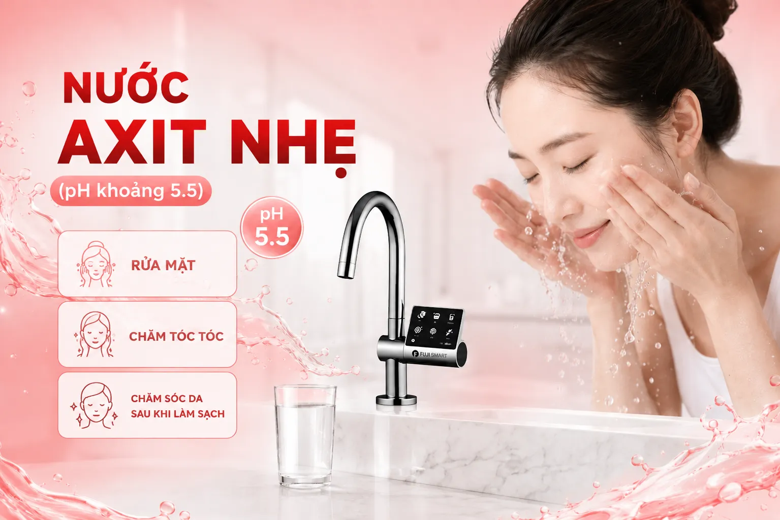 Nước axit nhẹ dùng để chăm sóc da và tóc