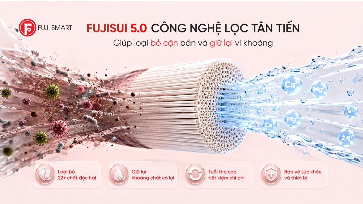 Hệ thống lọc tổng cao cấp Fuji Smart FH700 6 Lọc tổng Fuji Smart FH700 sở hữu công nghệ Fujisui 5.0 giúp loại bỏ vi khuẩn và giữu lại khoáng chất có lợi