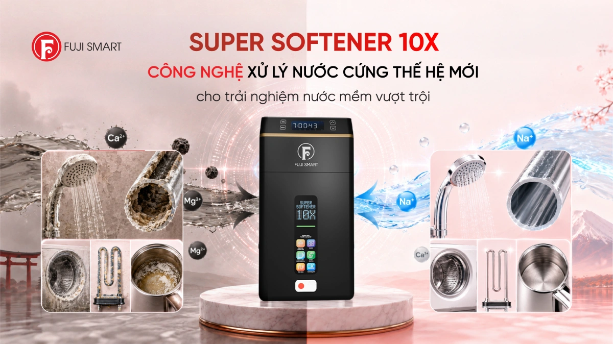 Hệ thống lọc tổng đầu nguồn Fuji Smart Super Softener CS One 4 Công nghệ Super Softener 10X mang đến hiệu quả làm mềm