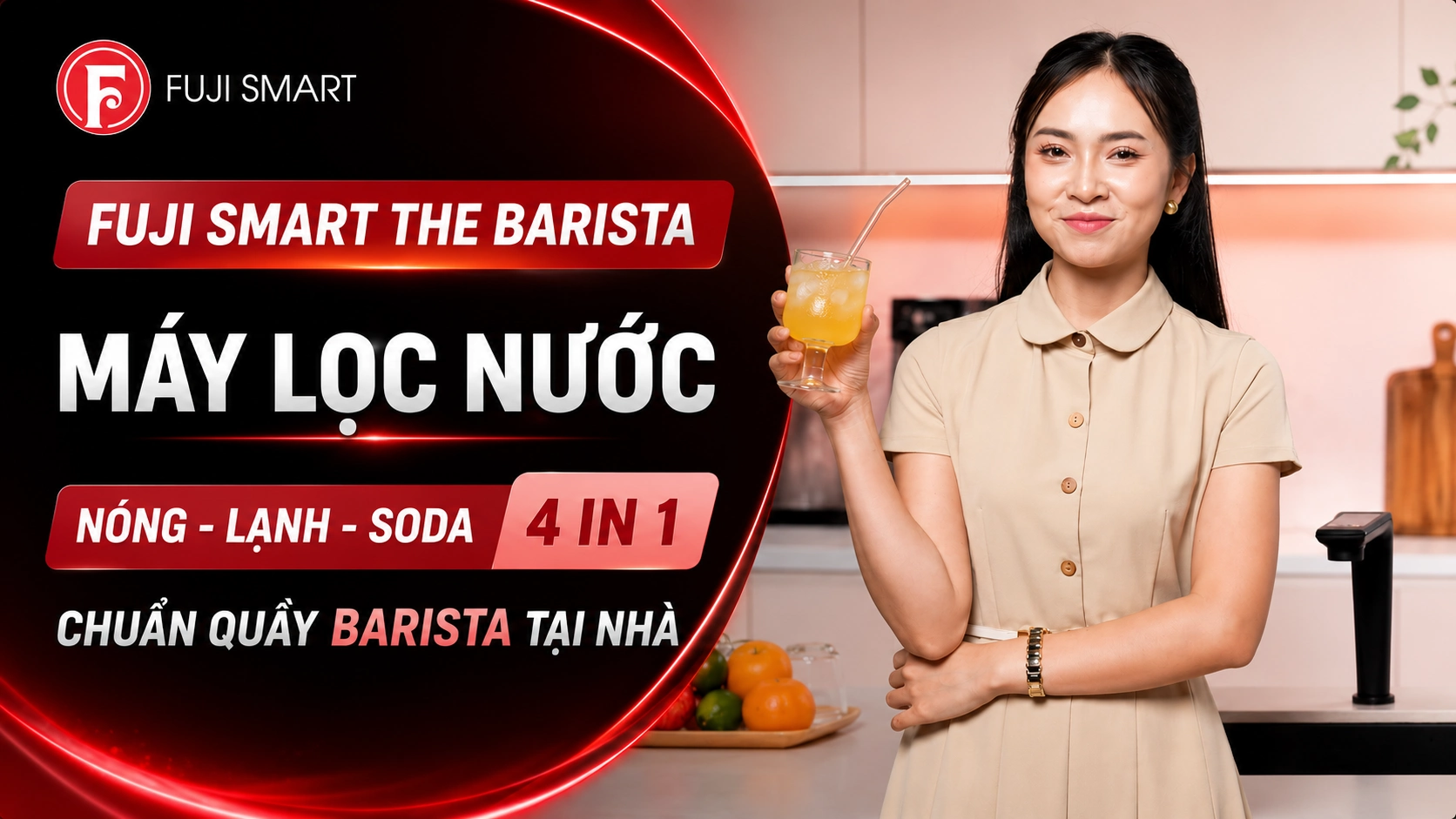 Fuji Smart The Barista - Máy lọc nước âm bồn nóng, lạnh, soda 4 in 1 chuẩn quầy Barista tại nhà