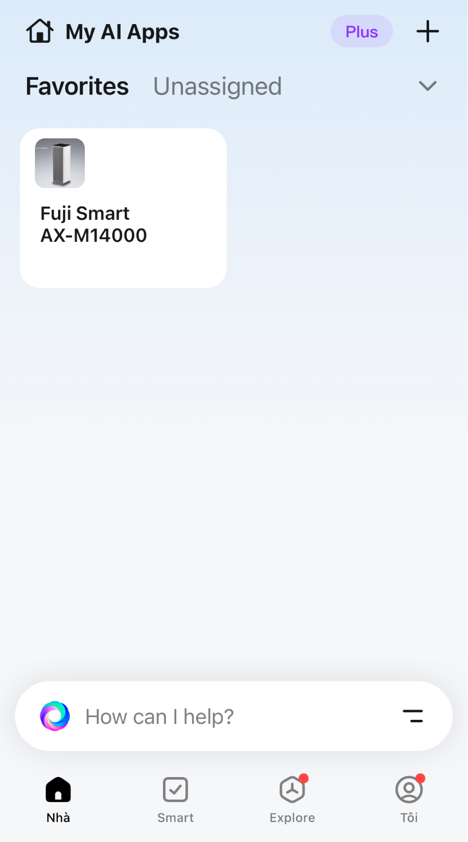 Danh sách thiết bị trong app - Fuji Smart AX-M14000