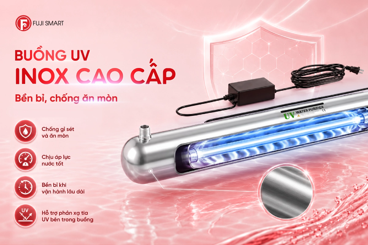 Đèn UV khử khuẩn Fuji Smart SSE 055 sỡ hữu buồng inox siêu bền, chống ăn mòn