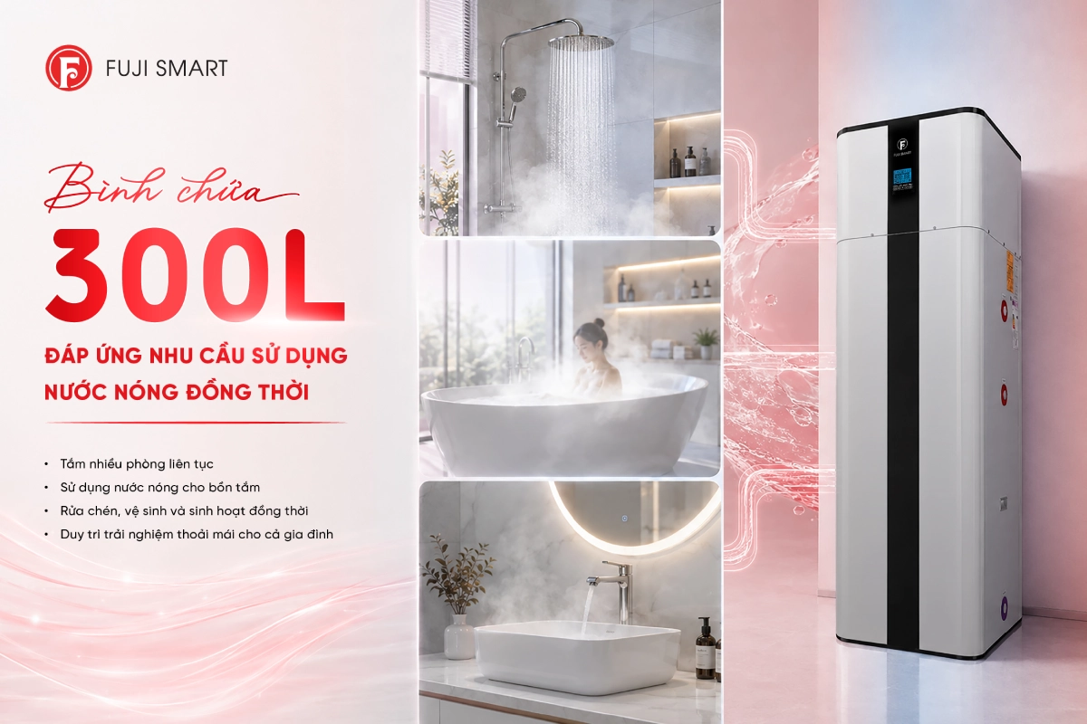 Máy bơm nhiệt heat pump H800 sở hữu bình chứa 300 lít