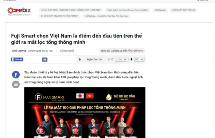 CafeBiz đưa tin về Fuji Smart và giải pháp lọc tổng ứng dụng AI