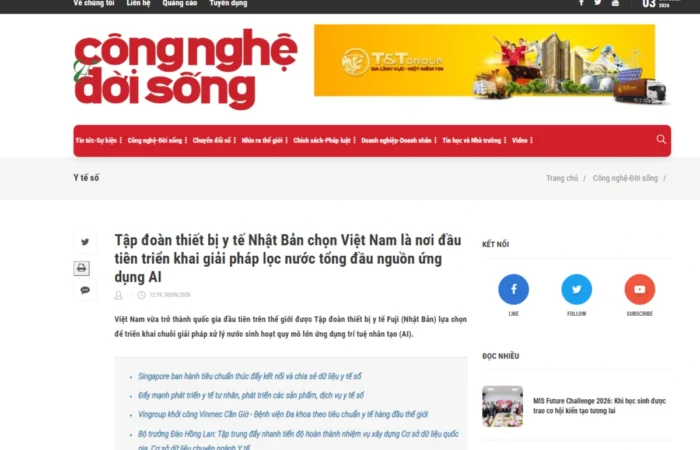 Tạp chí Công nghệ và Đời sống đưa tin về Fuji Smart và giải pháp lọc tổng ứng dụng AI