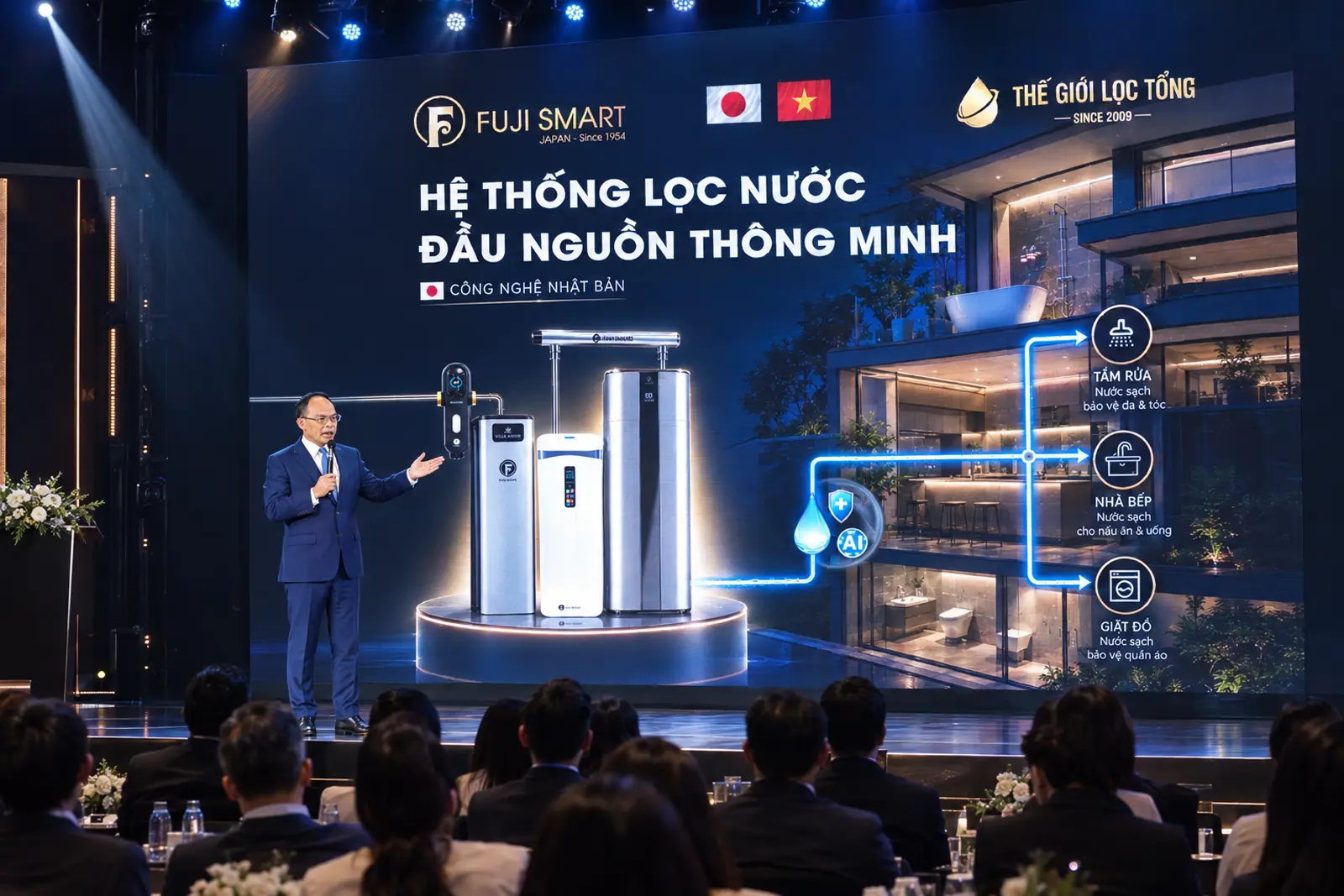 Môi trường và Cuộc sống đưa tin Fuji Smart xử lý nước sinh hoạt bằng AI 2 Đại diện Fuji Smart thuyết trình giải pháp xử lý nước sinh hoạt ứng dụng AI