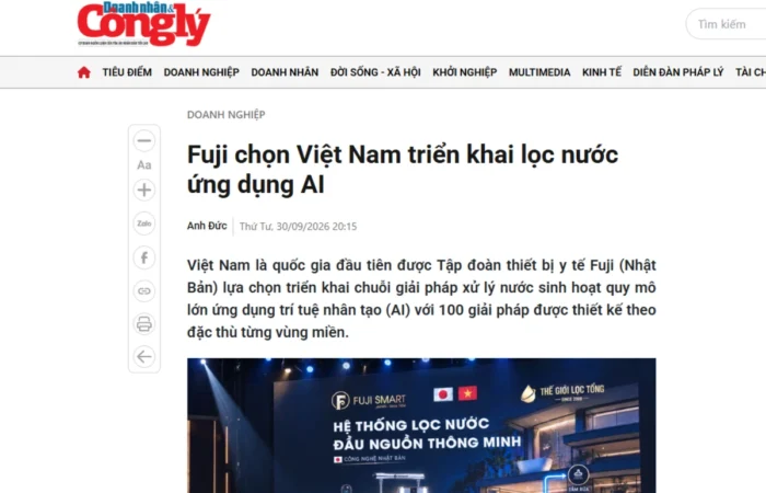 Doanh Nhân và Công Lý đưa tin về Fuji Smart và giải pháp lọc tổng ứng dụng AI