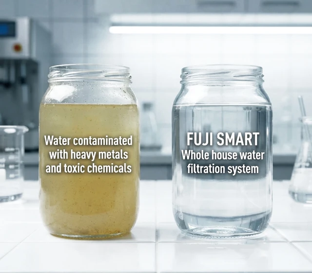 CafeBiz đưa tin Fuji Smart ra mắt lọc tổng thông minh tại Việt Nam 5 So sánh nước trước và sau khi xử lý bằng hệ thống lọc tổng Fuji Smart