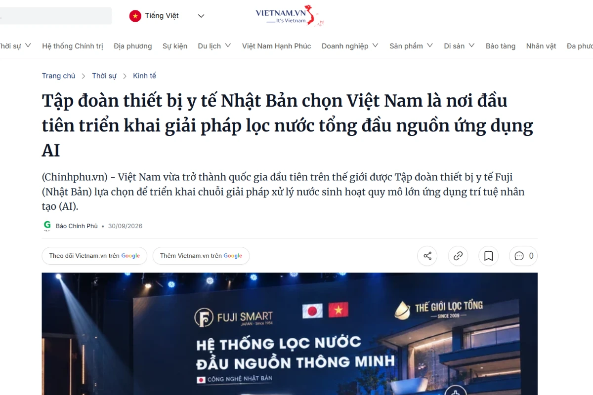Vietnam.vn đưa tin về Fuji Smart và giải pháp lọc tổng ứng dụng AI